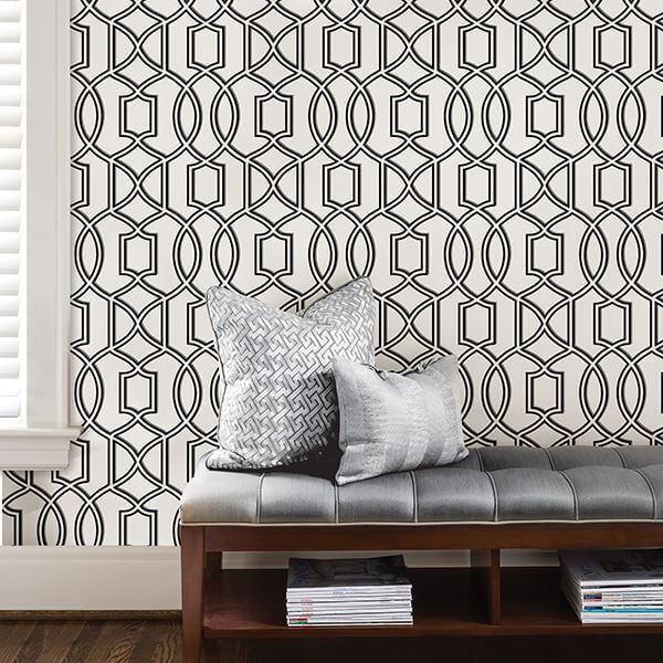 uptown-trellis-blackwhite-peel-and-stick-wallpaper-york-wallcoverings-nu1696 - York Wallcoverings Wallpaper
