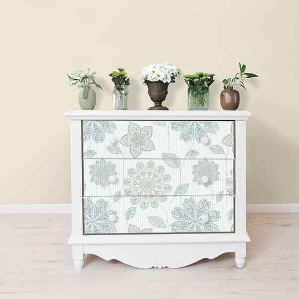 Gypsy Floral Bluegreen Peel and Stick Wallpaper - York Wallcoverings - NU1697 - York Wallcoverings Wallpaper