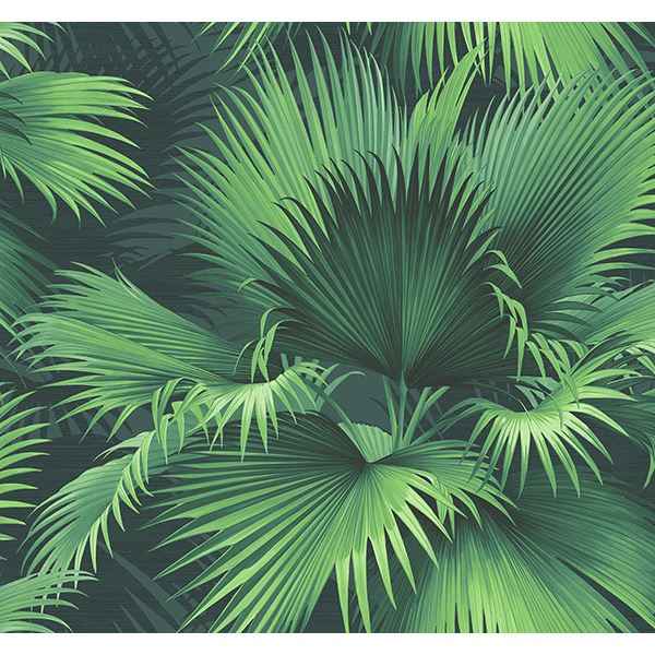 Endless Dark Green Palm Wallpaper - York Wallcoverings - PS40104