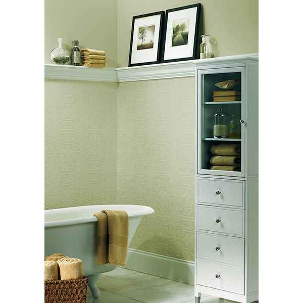 Talavera White Flower Tile Paintable Wallpaper - York Wallcoverings - 2704-59001 - York Wallcoverings Wallpaper