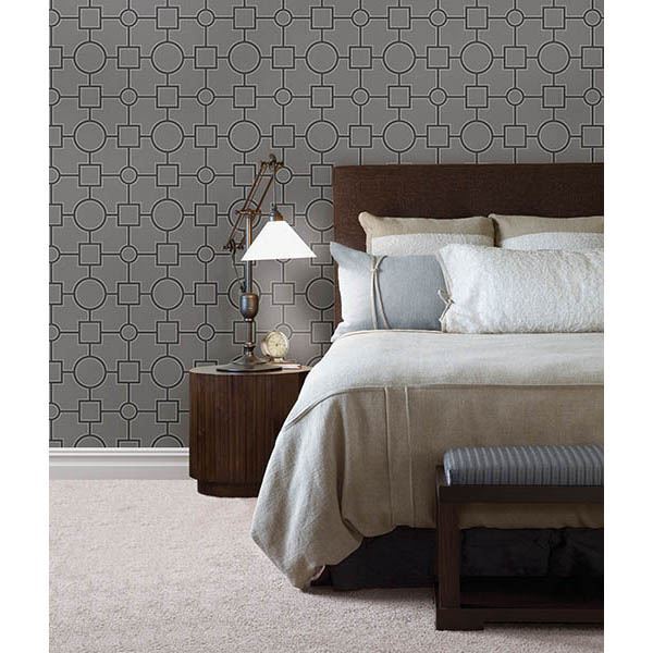matrix-black-geometric-wallpaper-york-wallcoverings-2704-21806 - York Wallcoverings Wallpaper