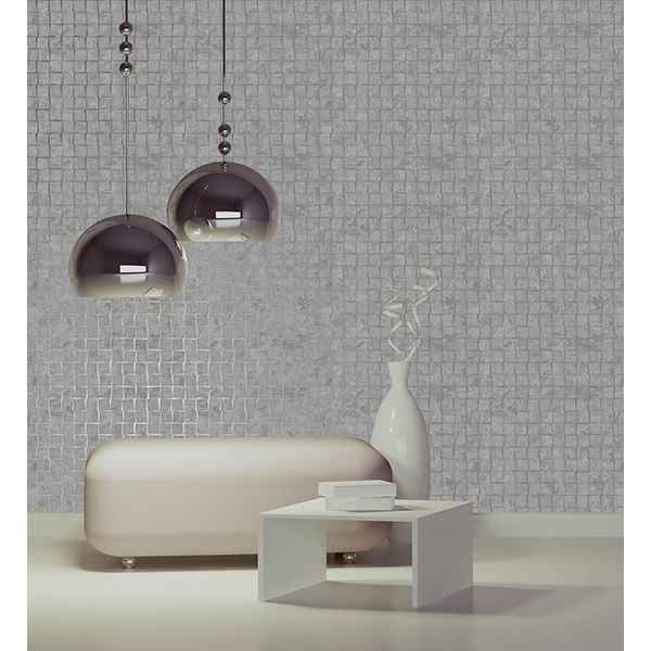 Dagmar Silver Medium Squares Wallpaper - York Wallcoverings - 2704-23000 - York Wallcoverings Wallpaper