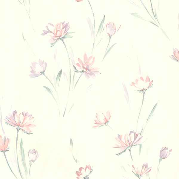 Gloria Peach Floral Wallpaper - York Wallcoverings - 2704-37400