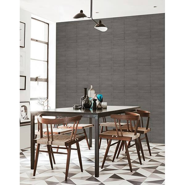 midcentury-modern-dark-grey-brick-wallpaper-york-wallcoverings-2540-24025 - York Wallcoverings Wallpaper