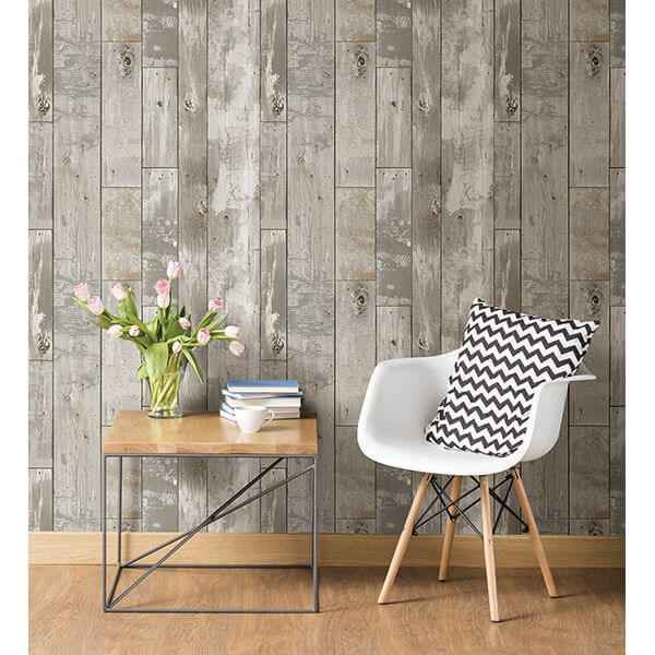 Deena Grey Distressed Wood Wallpaper - York Wallcoverings - 2540-24054 - York Wallcoverings Wallpaper
