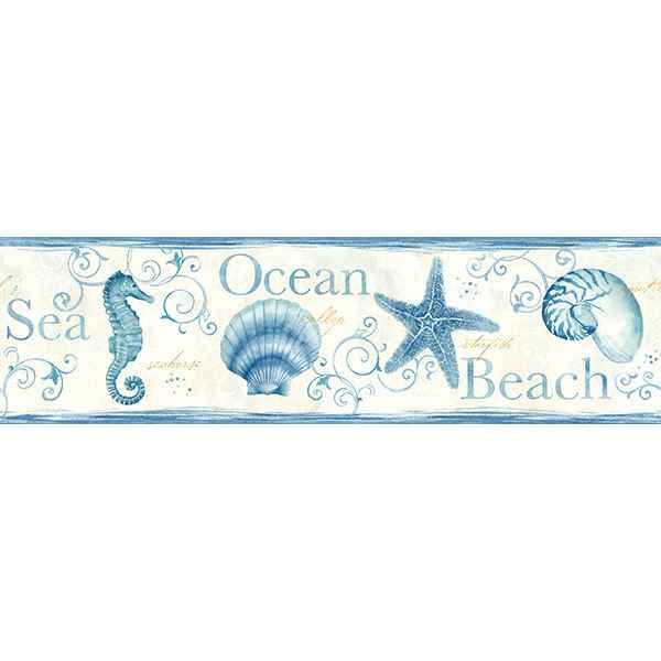 Island Bay Blue Seashells Wallpaper - York Wallcoverings - 3113-53561B