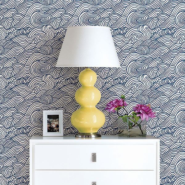 mare-navy-wave-wallpaper-york-wallcoverings-2744-24132 - York Wallcoverings Wallpaper