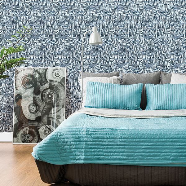 mare-navy-wave-wallpaper-york-wallcoverings-2744-24132 - York Wallcoverings Wallpaper