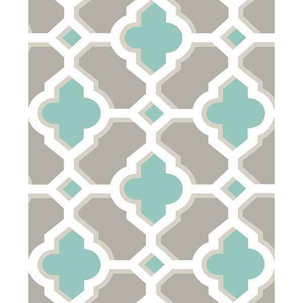 Lido Turquoise Quatrefoil Wallpaper - York Wallcoverings - 2744-24123 - York Wallcoverings Wallpaper