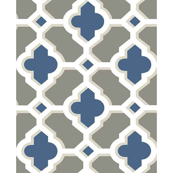 Lido Navy Quatrefoil Wallpaper - York Wallcoverings - 2744-24125 - York Wallcoverings Wallpaper