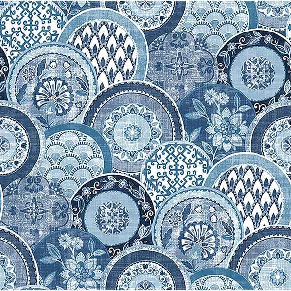 Laguna Blue Plate Wallpaper - York Wallcoverings - 2744-24148