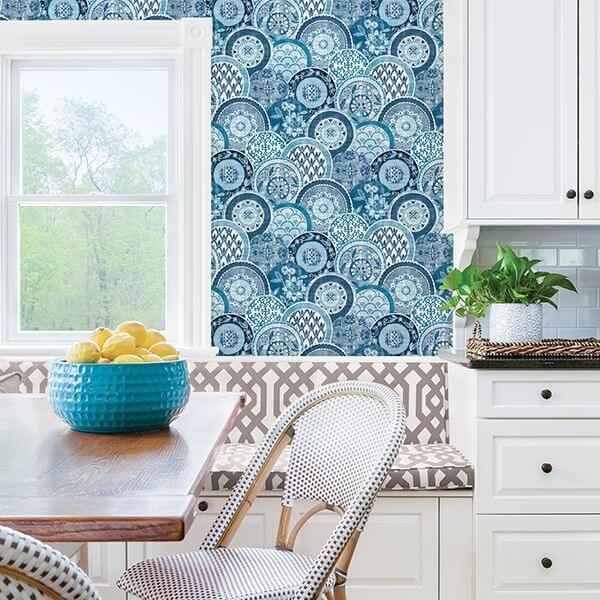 laguna-blue-plate-wallpaper-york-wallcoverings-2744-24148 - York Wallcoverings Wallpaper