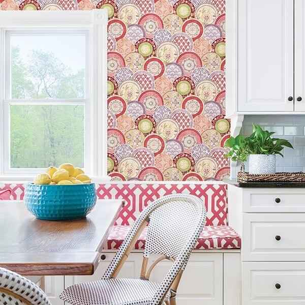 laguna-pink-plate-wallpaper-york-wallcoverings-2744-24149 - York Wallcoverings Wallpaper