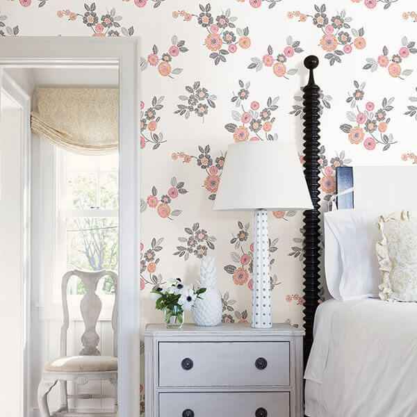 malaga-pink-floral-wallpaper-york-wallcoverings-2744-24128 - York Wallcoverings Wallpaper