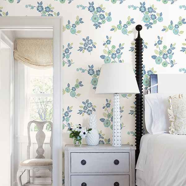 Malaga Green Floral Wallpaper - York Wallcoverings - 2744-24127 - York Wallcoverings Wallpaper