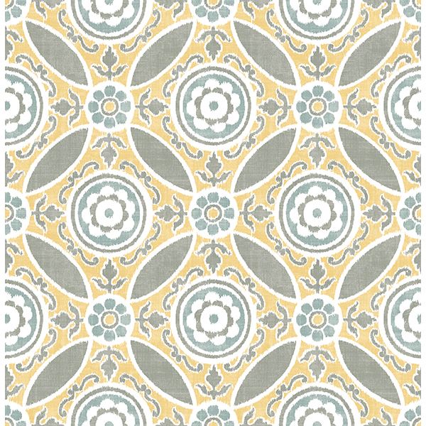 Maya Yellow Medallion Wallpaper - York Wallcoverings - 2744-24114
