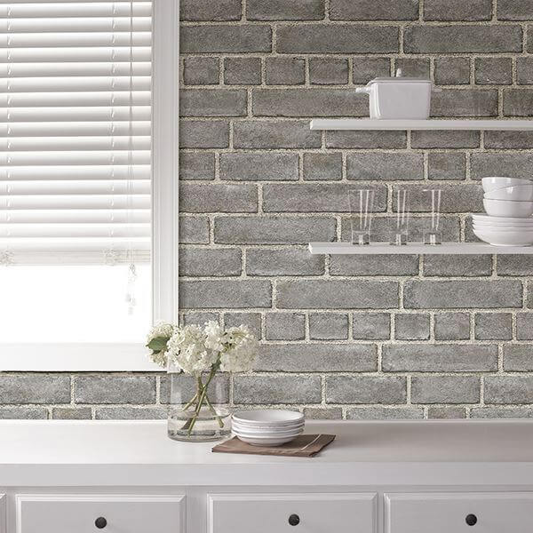 grey-brick-facade-peel-and-stick-wallpaper-york-wallcoverings-nu2236 - York Wallcoverings Wallpaper