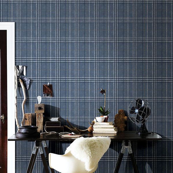 rockefeller-navy-plaid-york-wallcoverings-3114-003311 - York Wallcoverings Wallpaper
