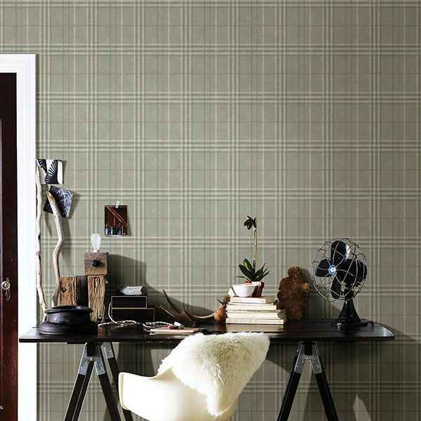 Rockefeller Sage Plaid Wallpaper - York Wallcoverings - 3114-003316