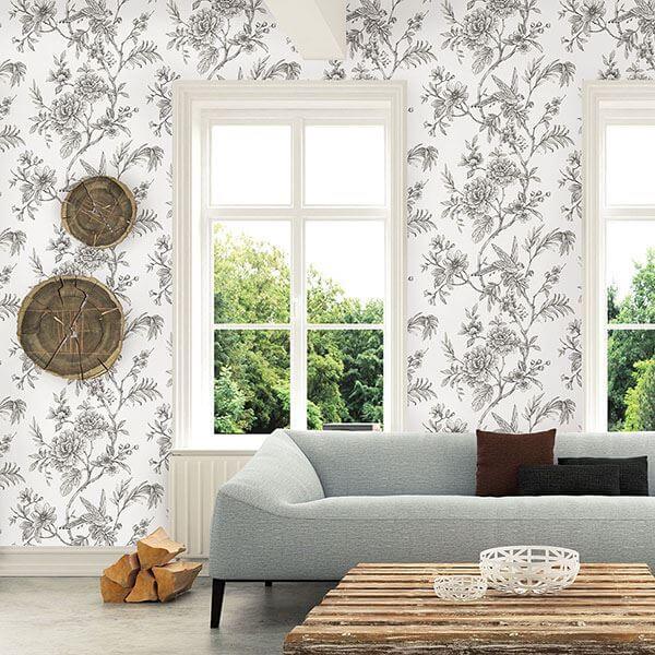 jessamine-grey-floral-trail-wallpaper-york-wallcoverings-2763-24237 - York Wallcoverings Papel pintado