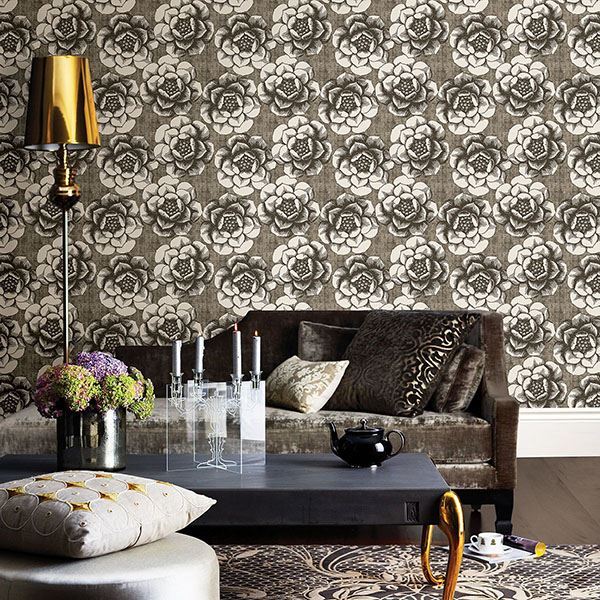 fanciful-brown-floral-wallpaper-york-wallcoverings-2763-24239 - York Wallcoverings Wallpaper