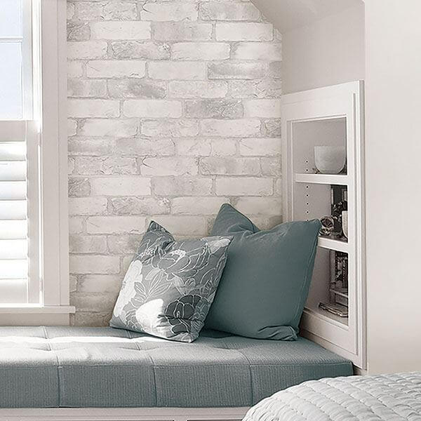 loft-white-brick-peel-stick-wallpaper-york-wallcoverings-nu2218 - York Wallcoverings Wallpaper