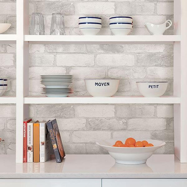 loft-white-brick-peel-stick-wallpaper-york-wallcoverings-nu2218 - York Wallcoverings Wallpaper