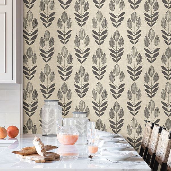 folk-tulip-peel-stick-wallpaper-york-wallcoverings-nus2459 - York Wallcoverings Wallpaper