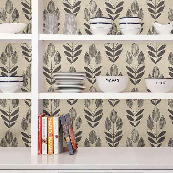 Folk Tulip Peel Stick Wallpaper - York Wallcoverings - NUS2459 - York Wallcoverings Wallpaper