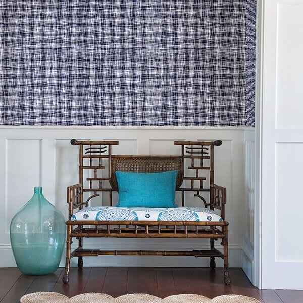 Shanti Blue Grid Wallpaper - York Wallcoverings - 2764-24330 - York Wallcoverings Wallpaper
