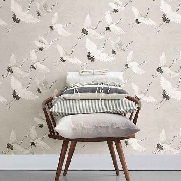 Windsong Grey Crane Wallpaper - York Wallcoverings - 2764-24304 - York Wallcoverings Wallpaper