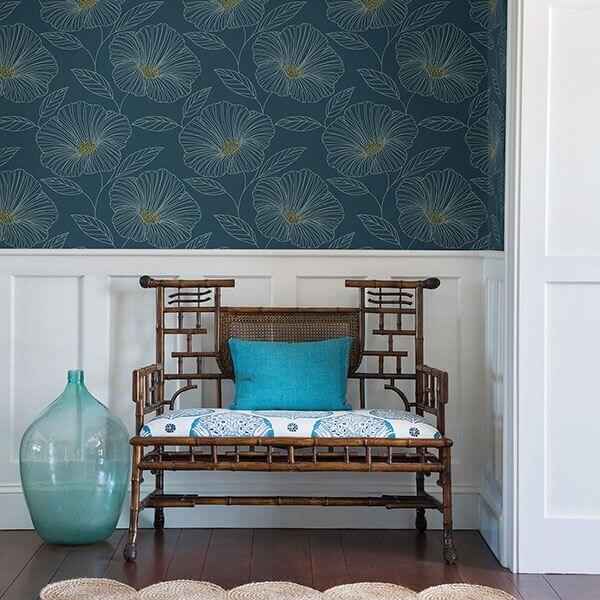 Mythic Blue Floral Wallpaper - York Wallcoverings - 2764-24318 - York Wallcoverings Wallpaper
