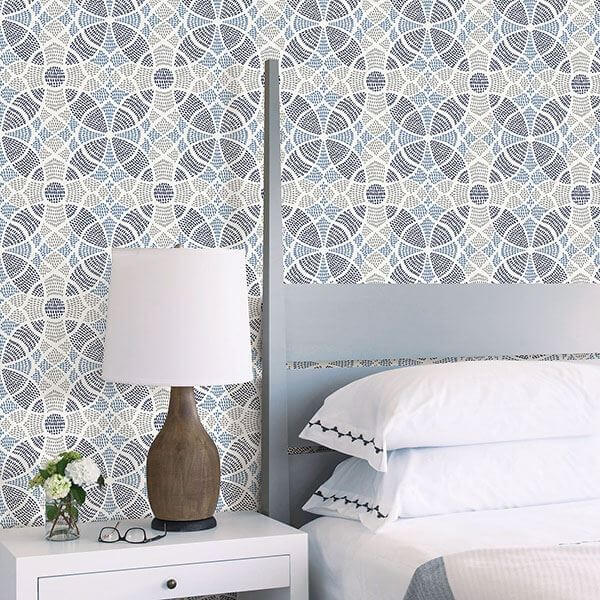 zazen-blue-geometric-wallpaper-york-wallcoverings-2764-24335 - York Wallcoverings Wallpaper
