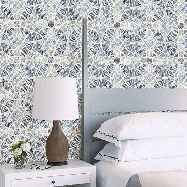 Zazen Blue Geometric Wallpaper - York Wallcoverings - 2764-24335 - York Wallcoverings Wallpaper