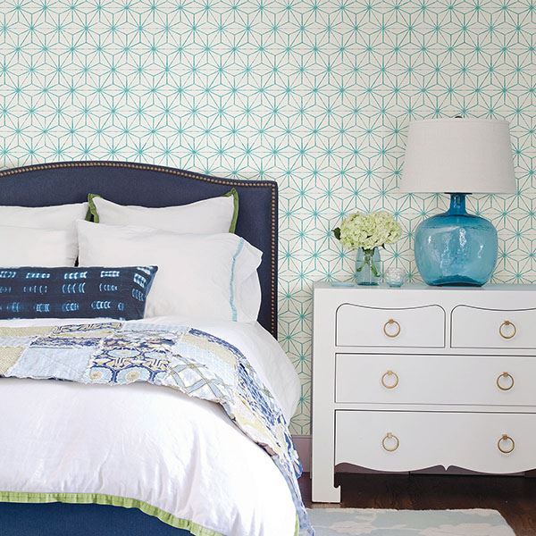 orion-turquoise-geometric-wallpaper-york-wallcoverings-2764-24311 - York Wallcoverings Papel pintado
