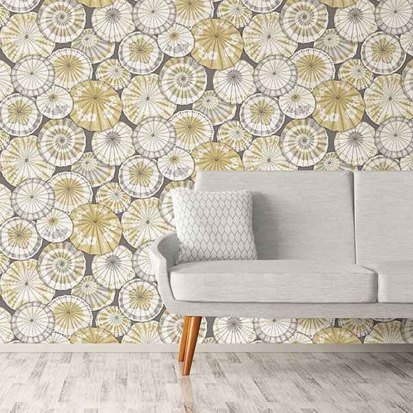 Mikado Ochre Parasol Wallpaper - York Wallcoverings - 2764-24358 - York Wallcoverings Wallpaper