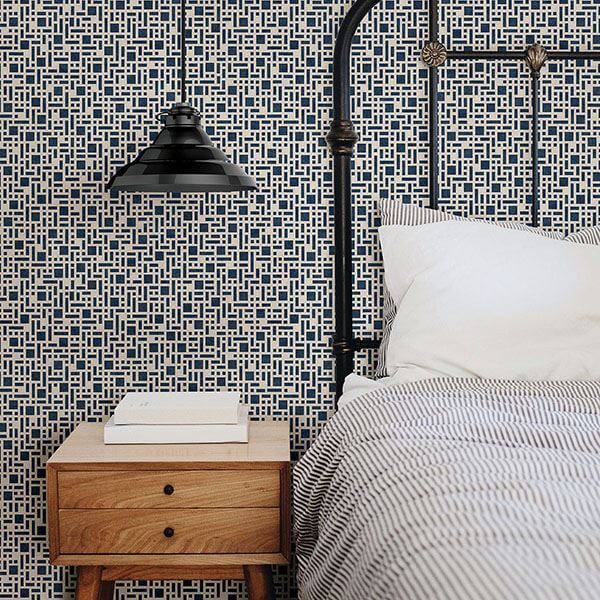 bento-indigo-geometric-wallpaper-york-wallcoverings-2764-24339 - York Wallcoverings Wallpaper