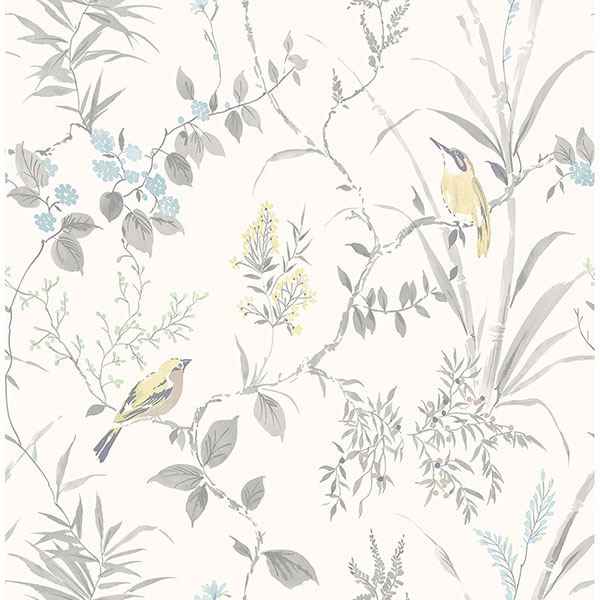 Imperial Garden Grey Botanical Wallpaper - York Wallcoverings - 3117-24172