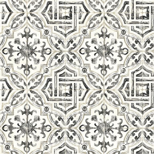 sonoma-black-spanish-tile-wallpaper-york-wallcoverings-3117-12331 - York Wallcoverings Wallpaper