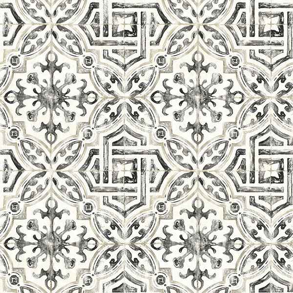 Sonoma Black Spanish Tile Wallpaper - York Wallcoverings - 3117-12331 - York Wallcoverings Wallpaper