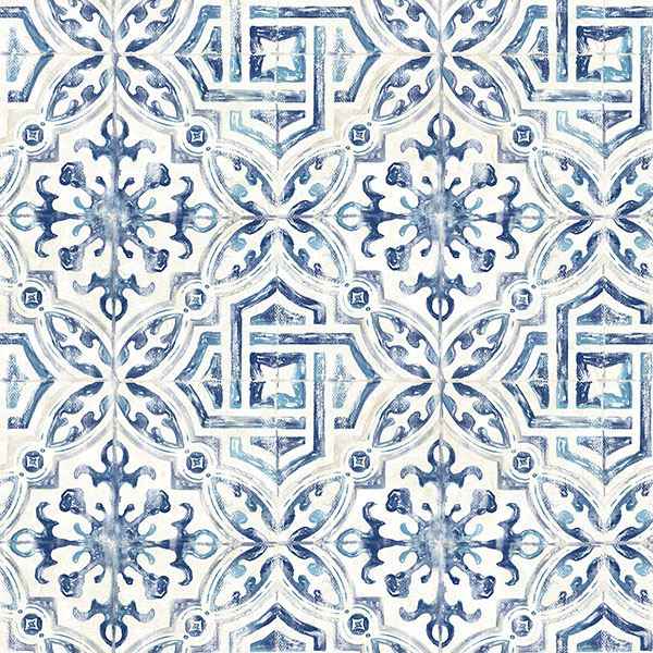 Sonoma Blue Spanish Tile Wallpaper - York Wallcoverings - 3117-12332 - York Wallcoverings Wallpaper