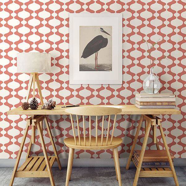 ashbury-coral-retro-wallpaper-york-wallcoverings-2782-24542 - York Wallcoverings Wallpaper