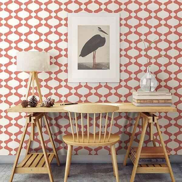 Ashbury Coral Retro Wallpaper - York Wallcoverings - 2782-24542 - York Wallcoverings Wallpaper