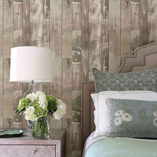 Harbored Neutral Distressed Wood Panel Wallpaper - York Wallcoverings - 2767-20132 - York Wallcoverings Wallpaper
