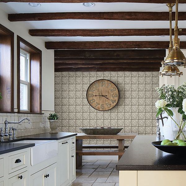 brasserie-white-tin-ceiling-tile-wallpaper-york-wallcoverings-2767-23764 - York Wallcoverings Wallpaper