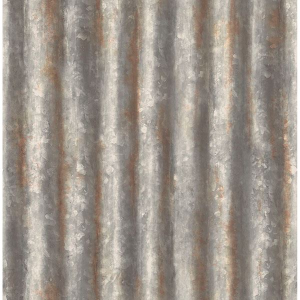 alloy-silver-corrugated-metal-wallpaper-york-wallcoverings-2767-22333 - York Wallcoverings Wallpaper