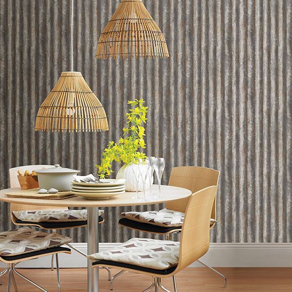 alloy-silver-corrugated-metal-wallpaper-york-wallcoverings-2767-22333 - York Wallcoverings Wallpaper