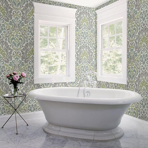garden-of-eden-green-damask-wallpaper-york-wallcoverings-2793-24733 - York Wallpaper Wallpaper