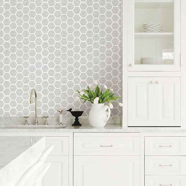 Aura Grey Honeycomb Wallpaper - York Wallcoverings - 2793-24712 - York Wallcoverings Wallpaper