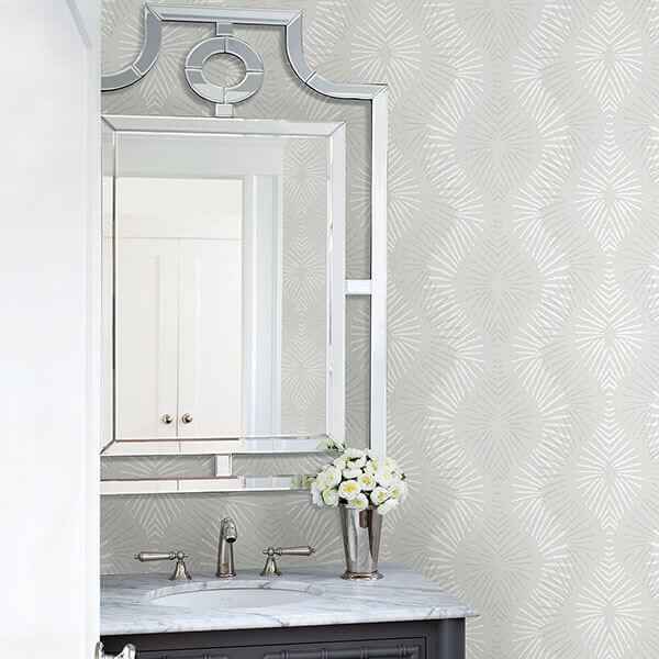 Feliz Silver Beaded Ogee Wallpaper - York Wallcoverings - 2793-87327 - York Wallcoverings Wallpaper